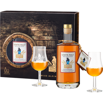 Säntis Himmelberg Whisky mit 2 Nosing-Gläsern im Geschenkpaket