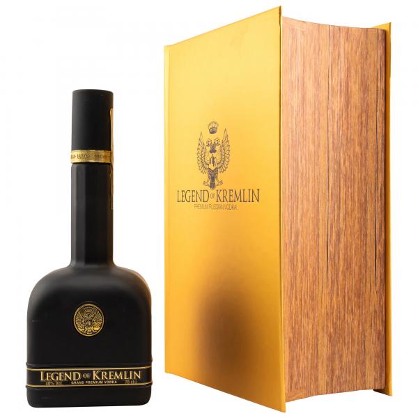Legend of Kremlin Vodka schwarze Flasche + goldenes Buch